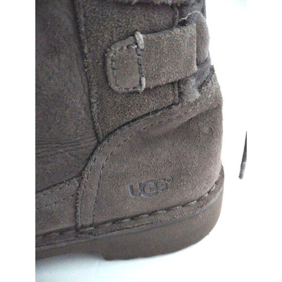 UGG Australia Naiyah Ankle Boot Gray Suede Sheepskin Lace Up Heel 1020144 Sz 6 - Picture 4 of 6